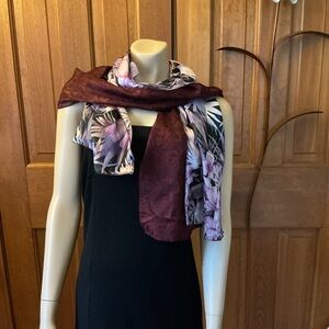 Floral & Burgundy Women's Fashion Scarf - Versatile
